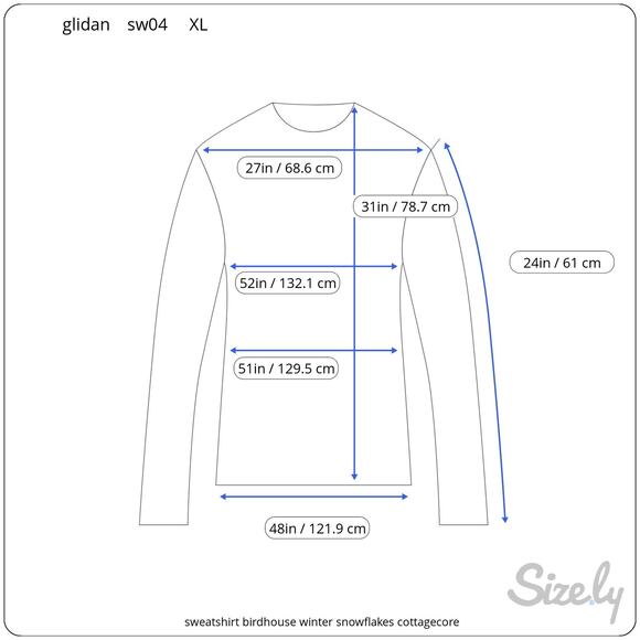 sweatshirt birdhouse winter snowflakes cottagecore - Picture 2 of 9